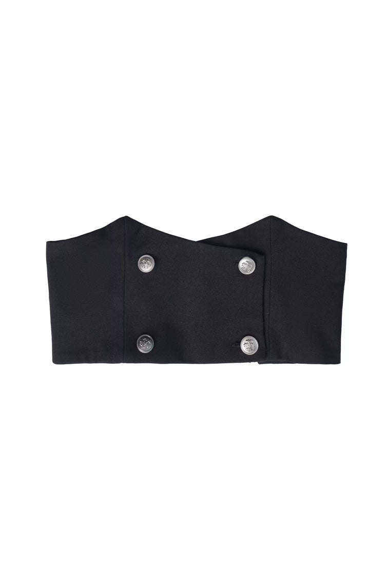 Black [Hymn of the Cross] Long Sleeves Printed Ruffled Asymmetric Chain-Decorated Gothic Jirai Kei Skirt Set - Waist Belt - 14