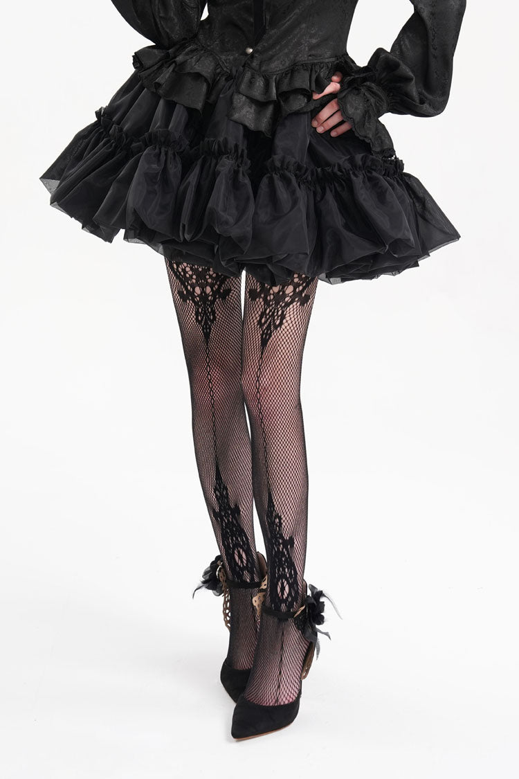 Black Bubble Ruffle Mesh Women's Gothic Skirt - Product - 4