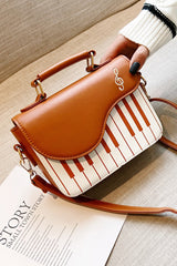 Piano Notes Embroidery Sweet Classic Lolita Shoulder Bag 3 Colors - Brown/White - 5