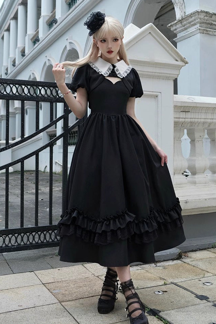 Black Symphony of the Night Solid Color Jacquard Gothic Lolita Jsk Dress - Product - 8
