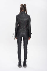 Black Pentacle Lace-Up Buckle Women's Punk Jacket - Product - 6
