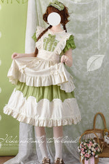 [Summer Wind] Short Sleeves Polka Dot Print Ruffle Embroidery Sweet Lolita Dress 3 Colors - Product - 3