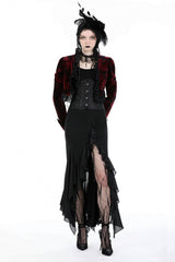 Black Women's Gothic Side Slit Ruffled Slim Fit Fishtail Skirt - Product - 7