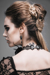Black Shining Lace Rose Beads Chain Women's Gothic Choker - Product - 3