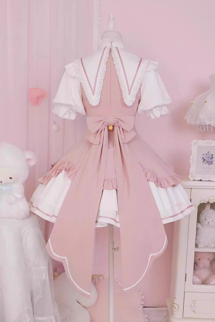 Magisch meisje met lange mouwen, meerlaagse ruches en strik, zoete prinses (alleen jurk) detailweergave 9