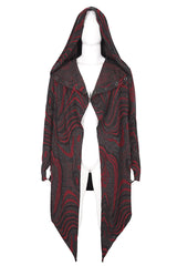 Red Irregular Multi Chain Men's Gothic Coat With Hood - Product - 8