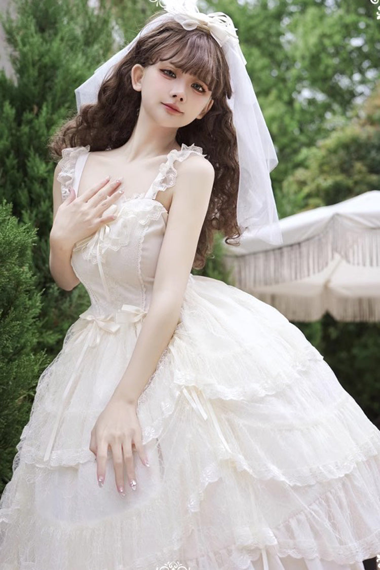 Iris Love Multi-layer Jacquard Bowknot Sweet Elegant Princess Lolita Jsk Dress 2 Colors - Product - 10