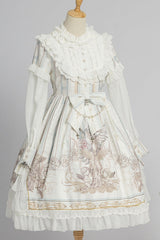 Round Collar Ruffled Long Sleeves Reunion World Print Classic Lolita OP Dress - Product - 5