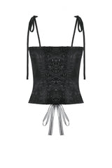 Black Floral Jacquard Lace-Up Women's Gothic Elegant Bustier - Product - 16