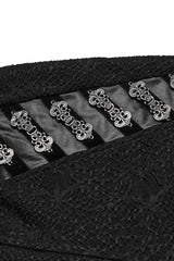 Black Print Slim Mesh Button Decoration Women's Gothic Leggings - Product - 5
