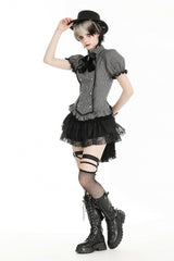 Black Multi-Layered Lace Women's Gothic Puffy Skirt with Detachable Swallow Tail - Product - 11
