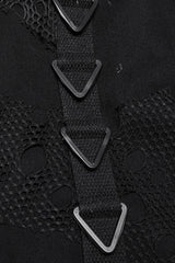 Black Stitching Mesh Triangular Buckle Women's Punk Fishtailed Skirt - Product - 8