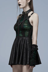 Sleeveless Stitching Spider Web Ripped Women's Gothic Dress 3 Colors - Product - 10