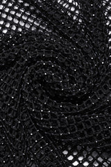Black Long Sleeves Mesh Studded Tassel Women's Punk Bodysuit - Product - 6