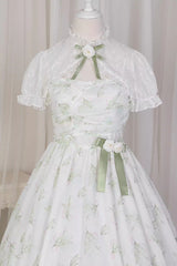Lily of the Valley Spring Short Sleeves Jacquard Print Bowknot Irregular Sweet Lolita Jsk Dress - Product - 12