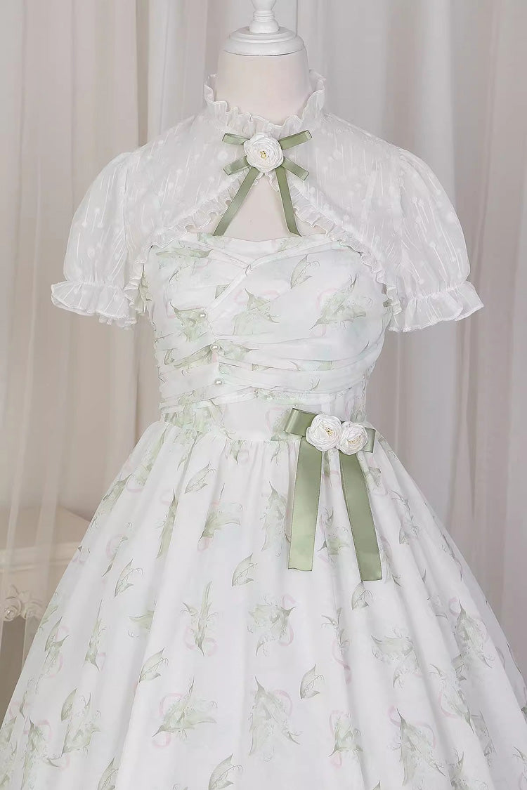 Lily of the Valley Spring Short Sleeves Jacquard Print Bowknot Irregular Sweet Lolita Jsk Dress - Product - 12