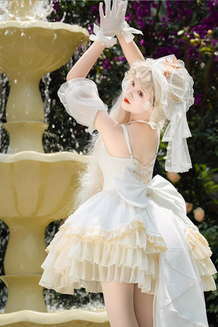 White Gorgeous French Court Ruffle Princess Sweet Tiered (Dress Only) detail view 7