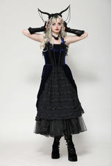 Black/Blue Sleeveless Multi-Layered Ruffled Lace Women's Lolita Gothic Slip Dress Wedding Dress - Product - 9