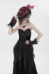 Black/Red Sleeveless Multi-Layered Hanayome Lace Lace-Up Women's Gothic  Wedding Dress Printed Tassels Lace-up Slip Dress - Product - 4