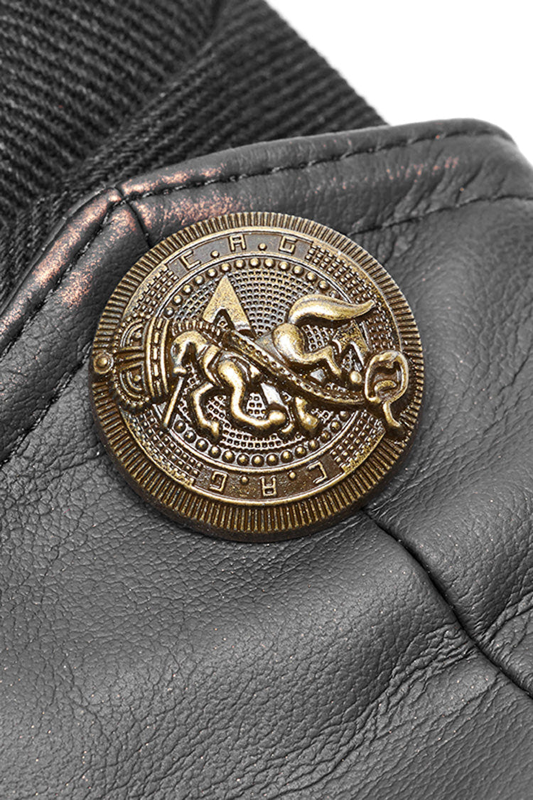 Black Sleeveless Double Breasted Retro Metal Button Decoration Mens Steampunk Vest - Product - 7