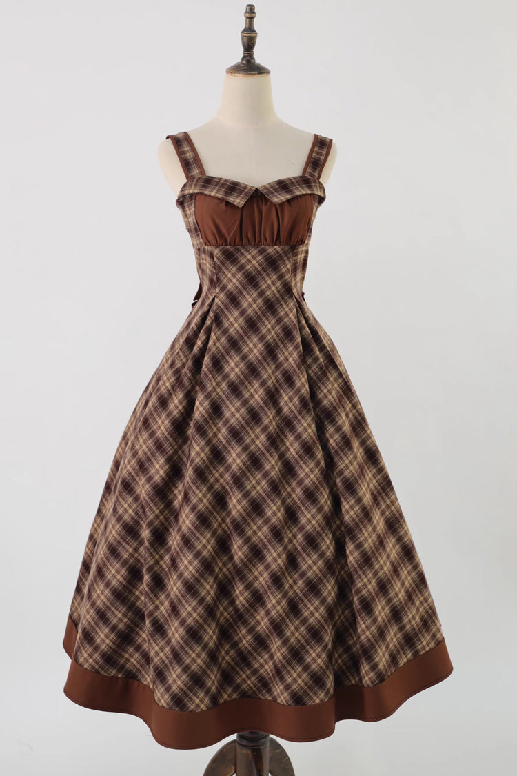 Brown [Broken Pocket Watch] Sleeveless Printed Spliced Detective-Style Classic Lolita Jsk Dress - Product - 8