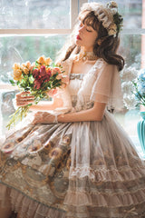 Multi-Color Sleeveless Sunflower Print Elegant and Sweet Lolita Jsk Dress - Product - 12