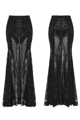Black Lace Sheer Wrapped Hip Women's Gothic Skirt - Product - 5