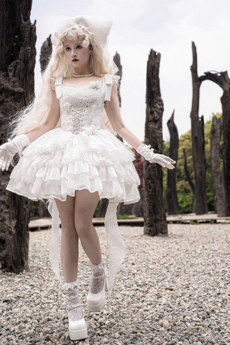 White Rose Multi-layer Gothic Lolita Jsk Dress - Product - 7