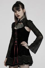 Black Long Sleeves Ruffle Stitching Lace Two Pieces Women's Gothic Dress - Product - 2