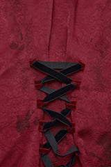 Red Stand Collar Long Puff Sleeves Ruffle Stitching Lace Women's Gothic Blouse - Product - 7