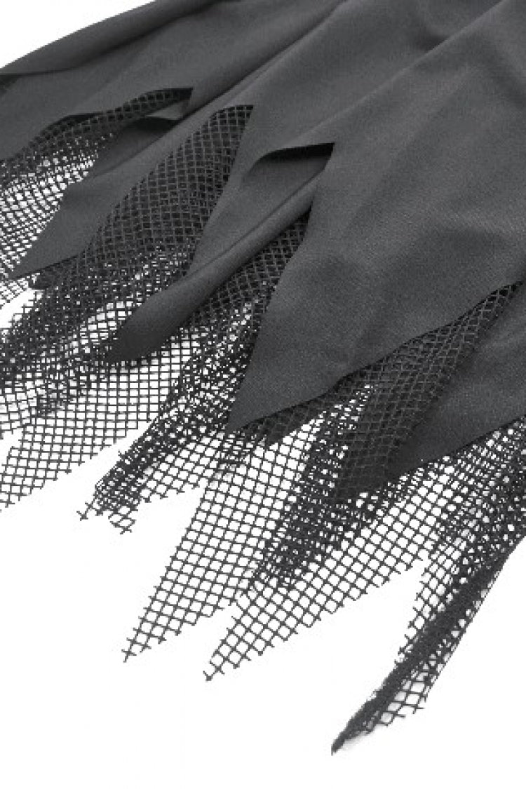 Black Sleeveless Mesh Spliced Studded Zipper Women's Punk Slip Dress - Product - 16