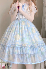 Blue Lemon Story Short Sleeves Print Ruffle Bowknot Sweet Lolita Jsk Dress - Product - 7