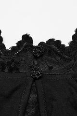 Black Long Sleeves Cowl Neck Stitching Lace Women's Gothic Blouse - Product - 8