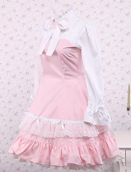 Sweet Long Sleeve High Collar Cotton Lolita Dress with Bows - view 3