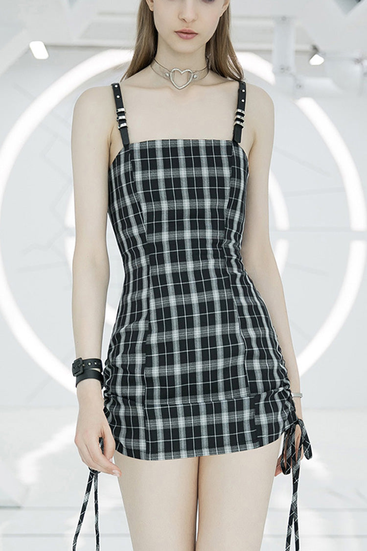 Cute High Waist Women's Steam Punk Strap Dress - Black - 2