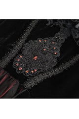Red Off Shoulder High Waisted Print Lace Women's Gothic Dress - Product - 11