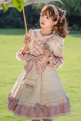 Pink/White [Little Florist] Long Sleeves Ruffle Bowknot Lace-Up Sweet Plus Size Princess Lolita Dress - Product - 7