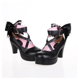 Cute Solid Color Bowknot Sweet Lolita High Heels 4 Colors - Product - 5