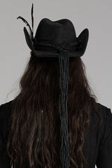 Black Tassels Feather Skull Men's Punk Hat - Product - 3