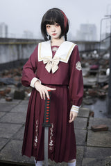 Japanese College Style Ruffle Bowknot Sweet Princess Lolita Skirt Set 2 Colors - Product - 11
