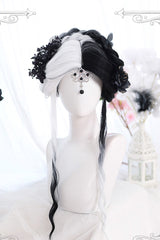 Black And White Color Matching Long Wavy Curly Hair Gothic Lolita Wigs - Black/White - 1