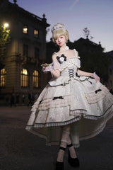 Ivory/Black [Tycoon's Daughter] Ruffle Bowknot Sweet Elegant Princess Lolita Jsk Dress - Product - 3