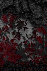 Black/Red Layered Ruffle Hollow Lace Women's Gothic Skirt - Product - 8