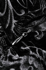 Black Square Collar Long Flared Sleeves Multi-Layered Lace Trim Lace-Up Women's Gothic Velvet Dress - Product - 21
