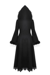 Black Long Bell Sleeves Lace Button Women's Gothic Romantic Coat with Hood - Product - 13