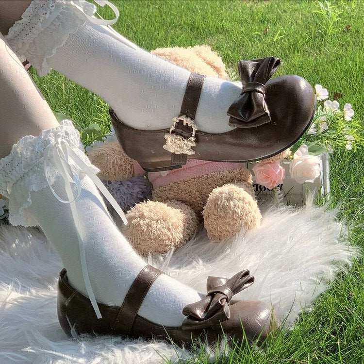 Bowknot Round-Toe Low Heel Sweet Lolita Mary Jane Shoes 4 Colors - Product - 6