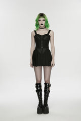Black Lace-Up Slim Studded Zippered Eyelet Women's Punk Cool Corset - Product - 2