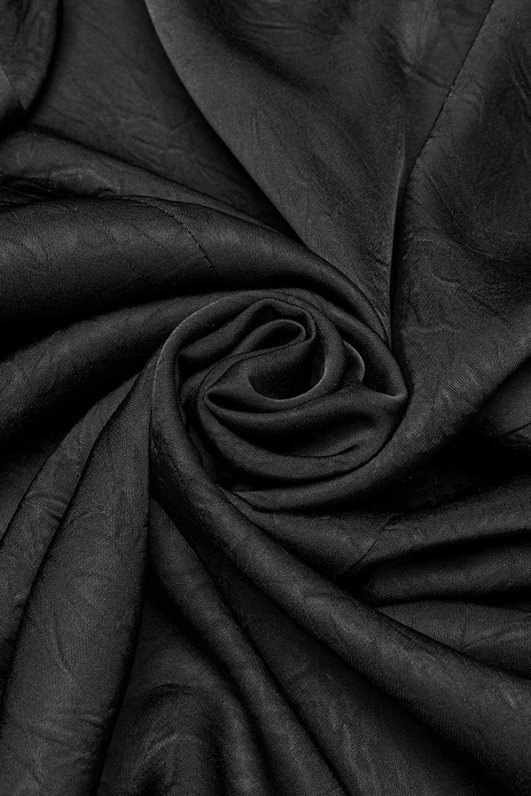 Black Stand Collar Long Sleeves Ruffle Pleated Men's Gothic Blouse - Product - 8