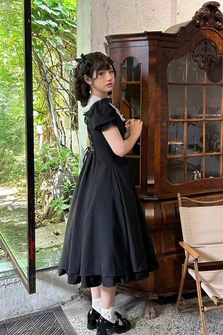 Black Annie's Gift Short Sleeves Bowknot Sweet Lolita Dress (Plus Size Support) - Product - 5