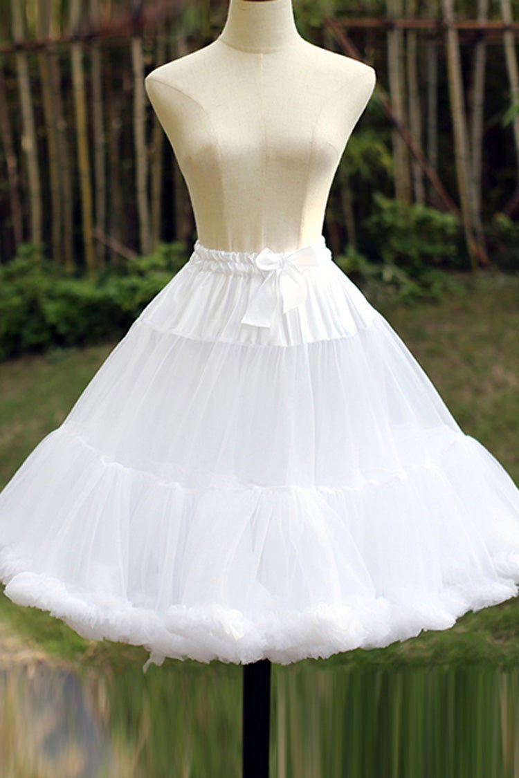 White Cotton Super Fluffy Violence Soft Candy Sweet Lolita Petticoat Skirt - White - 1
